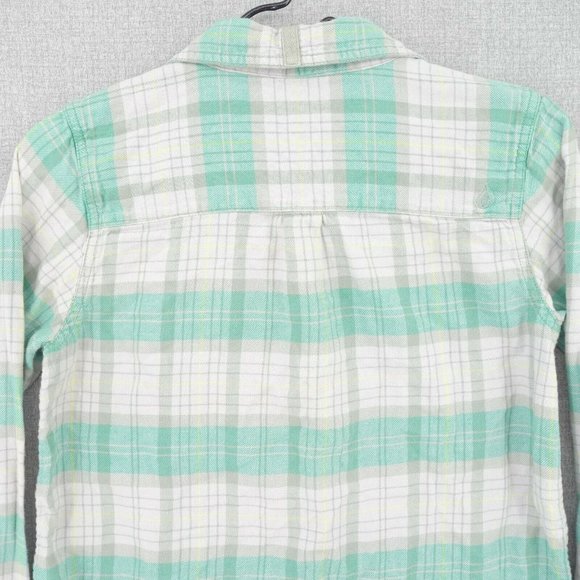 Volcom Shirt Women Small Green Plaid Flannel Long Sleeve Button Front Collared - Picture 5 of 9